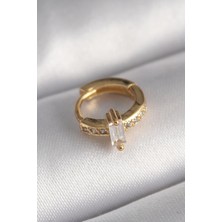 Ebijuteri 316L Çelik Gold Renk Zirkon Taşlı Tragus Piercing