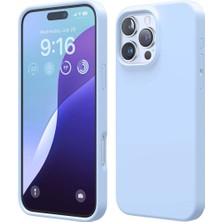 HANPORIUM Apple iPhone 16 Pro Uyumlu Silikon Kılıf - Pastel Renk Esnek Tam Koruma Kapak - Mavi