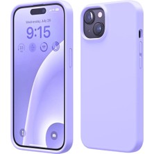 HANPORIUM Apple iPhone 15 Plus Uyumlu Silikon Kılıf - Pastel Renk Tonu Esnek Tam Koruma Kapak - Lila