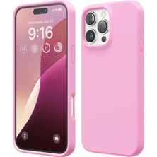 HANPORIUM Apple iPhone 16 Pro Max Uyumlu Silikon Kılıf - Pastel Renk Esnek Tam Koruma Kapak - Pembe