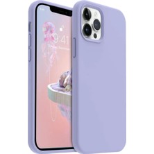 HANPORIUM Apple iPhone 12 Pro Uyumlu Silikon Kılıf - Pastel Renk Tonu Esnek Tam Koruma Kapak - Lila