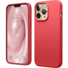 HANPORIUM Apple iPhone 13 Pro Max Uyumlu Silikon Kılıf - Pastel Renk Esnek Tam Koruma Kapak - Kırmızı