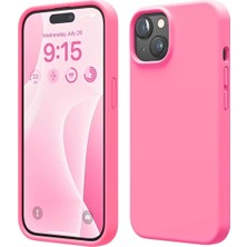 HANPORIUM Apple iPhone 15 Uyumlu Silikon Kılıf - Pastel Renk Tonu Esnek Tam Koruma Kapak - Pembe