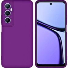 HANPORIUM Realme C65 Uyumlu Silikon Kılıf - Kamera Korumalı Esnek Pastel Renk Kapak - Mor