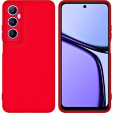 HANPORIUM Realme C65 Uyumlu Silikon Kılıf - Kamera Korumalı Esnek Pastel Renk Kapak - Kırmızı