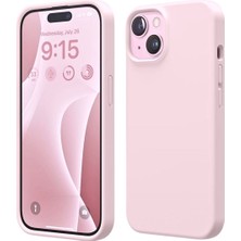 HANPORIUM Apple iPhone 15 Plus Uyumlu Silikon Kılıf - Pastel Renk Esnek Tam Koruma Kapak - Pudra Pembe