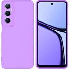 HANPORIUM Realme C65 Uyumlu Silikon Kılıf - Kamera Korumalı Esnek Pastel Renk Kapak - Lila