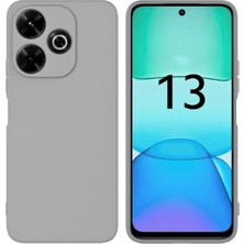 HANPORIUM Redmi 13 Uyumlu Silikon Kılıf - Kamera Korumalı Esnek Pastel Renk Kapak - Gri