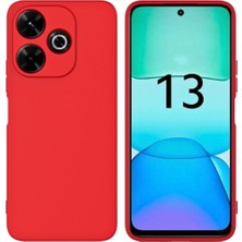 HANPORIUM Redmi 13 Uyumlu Silikon Kılıf - Kamera Korumalı Esnek Pastel Renk Kapak - Kırmızı