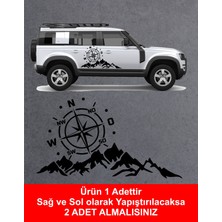 Sticker Usta Dağ ve Pusula 4x4 Offroad Kamp Sticker Araba Oto Motosiklet Karavan Etiket 02171