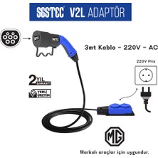 Sgstec Mg 3 mt Kablolu 2'li V2L Uzatma Priz Adaptör