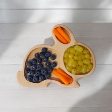 Doğal Ahşap Tavşan Model Ek Gıda Tabağı