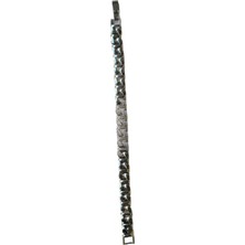 Sparkle Accessories Silver Zirkon Taşlı Çift Halka Geçmeli Vip Çelik Bileklik