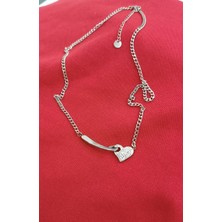 Çelik Kararma Yapmaz Kalp Figürlü Taşlı Silver Kolye