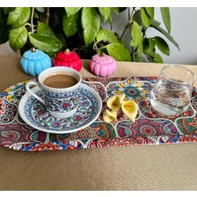 Anfora Life Mandala Desenli Çelik Kahve,çay Servis TEPSİSİ(34X15 cm )