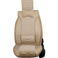 AG Store Seat Ateca Uyumlu Deri Oto Koltuk Kılıfı Ön/arka Tam Set London Seri (Bej)