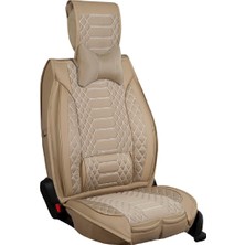 AG Store Seat Ateca Uyumlu Deri Oto Koltuk Kılıfı Ön/arka Tam Set London Seri (Bej)