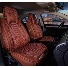 AG Store Alfa Romeo Stelvio Uyumlu Deri Oto Koltuk Kılıfı Ön/arka Tam Set London Seri (Tarçın)