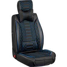 AG Store Seat Ateca Uyumlu Deri Oto Koltuk Kılıfı Ön/arka Tam Set London Seri (Siyah-Mavi)