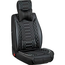 AG Store Seat Ateca Uyumlu Deri Oto Koltuk Kılıfı Ön/arka Tam Set London Seri (Siyah-Beyaz)