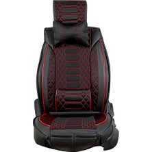 AG Store Seat Ateca Uyumlu Deri Oto Koltuk Kılıfı Ön/arka Tam Set London Seri (Siyah-Kırmızı)