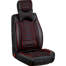 AG Store Seat Ateca Uyumlu Deri Oto Koltuk Kılıfı Ön/arka Tam Set London Seri (Siyah-Kırmızı)