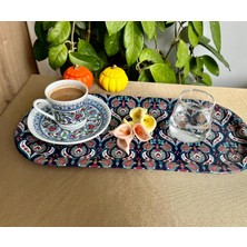 Anfora Life Hilal Lale Çini Desen Çelik Kahve,çay Servis TEPSİSİ(34X15 cm )