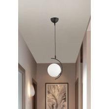 Esslight Evren Tekli Siyah Kasa Beyaz Camlı Sarkıt Avize