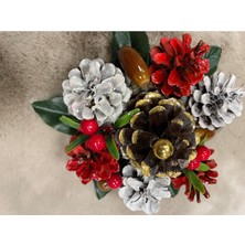 Çok Renkli Yılbaşı Masa Süsü Yeniyıl Kozalak Süs Öğretmenler Günü Hr