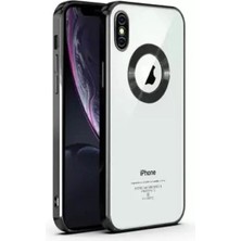 Teknomoda Apple iPhone Xs Max Kılıf Logo Yeri Açık Kamera Lens Korumalı Renkli Kenarlı Şeffaf Silikon