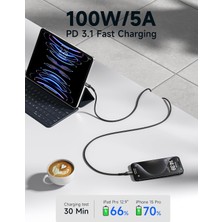 Jsaux USB C - USB C Kablosu  100WATT 5 Amper Type-C Süper Hızlı Şarj ve Data Kablosu iPhone 16 15 Pro/15 Pro Max Samsung Galaxy S24 S23 S22 iPad Pro MacBook Pro M3 Steam Deck Rog Ally Blue ile Uyumlu