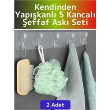 Wintoup Özel Çok Fonksiyonlu Mutfak Banyo Askısı Iz Bırakmaz Kendinden Yapışkanlı 5 Kancalı Askı Seti 2 Adet