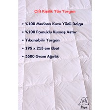 Foçatex %100 Doğal Merinos Kuzu Yünü Yorgan (Tek veya Çift Kişilik)