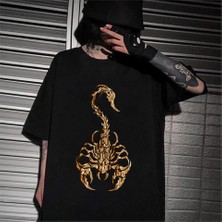 Gossip Team Gothic Scorpion Baskılı Siyah Oversize T-Shirt