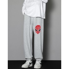 Gossip Team  Spider-Man Head Baskılı Unisex Gri Eşofman Altı