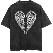 Gossip Team Yıkamalı Sırt Baskılı Wing Skeleton Eskitme T-Shirt