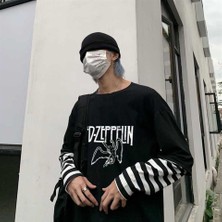 Gossip Team LED Zeppelin Baskılı Fake Sleeves Siyah T-Shirt