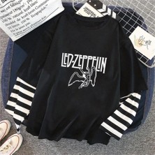 Gossip Team LED Zeppelin Baskılı Fake Sleeves Siyah T-Shirt