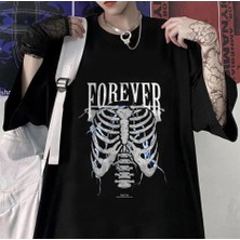 Gossip Team Forever Rib Baskılı Siyah Oversize T-Shirt