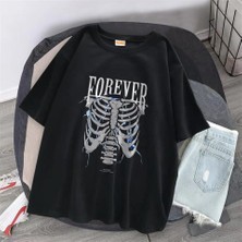 Gossip Team Forever Rib Baskılı Siyah Oversize T-Shirt