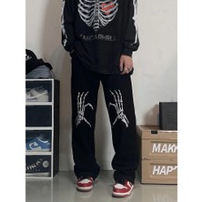 Gossip Team  Sokak Tarzı Skeleton Heart Baskılı Unisex Baggy Eşofman