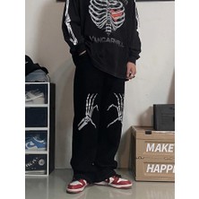 Gossip Team  Sokak Tarzı Skeleton Heart Baskılı Unisex Baggy Eşofman