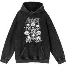 Gossip Team  Yıkamalı Kumaş Rock Serisi Slipknot Kapüşonlu Hoodie Sweatshirt