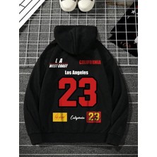 Gossip Team  Unisex Los Angeles Baskılı Kapşonlu Siyah Sweatshirt