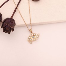 Nox Jewelry 925 Ayar Altın Mikron Kaplama Taşlı Gözyaşı Damlası Gümüş Kolye - CNS00585