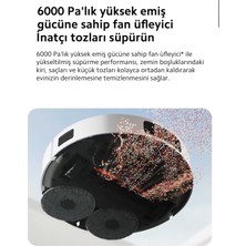 Xiaomi Yeni 6000PA Yüksek Emiş Güçlü Çift Döner Paspaslı Premium Robot Süpürge | Halı Tanıma & Mop Kaldırma | Kenar Temizleme Teknolojisi | Onerous Mutfak Tartısı Hediye