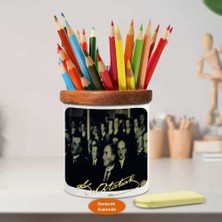 Asilmeydan Arkadaşları ve Mustafa Kemal Atatürk Ahşap Seramik Kalemlik-729