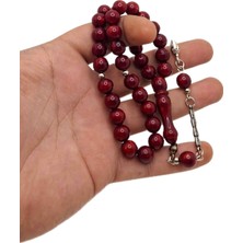 Han Ticarethane Bordo Renk Küre Kesim Toz Kehribar Tesbih