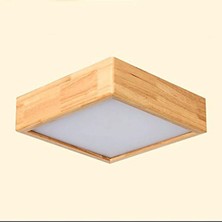 Woodhub Ahşap Çerçeve Tavan LED Aydınlatma Avize 30*30  cm  Salon Yatak Odası Mutfak 6500K Beyaz Işık Kare