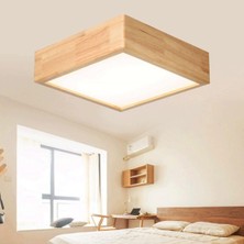 Woodhub Ahşap Çerçeve Tavan LED Aydınlatma Avize 30 x 30  cm  Salon Yatak Odası Mutfak 3000K Gün Işığı Kare